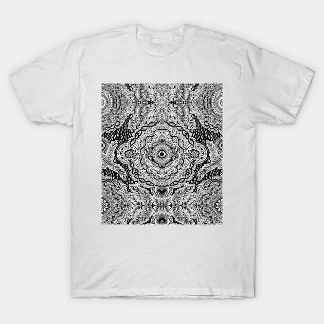 Rain in the Garden - black and white T-Shirt by micklyn